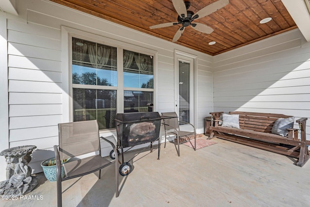 view of patio / terrace with ceiling fan