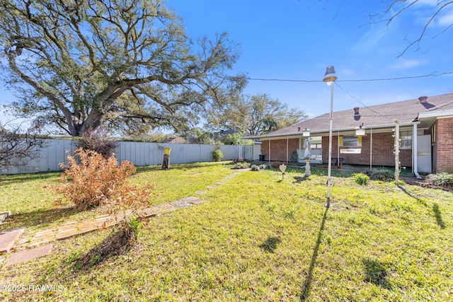 view of yard featuring a fenced backyard