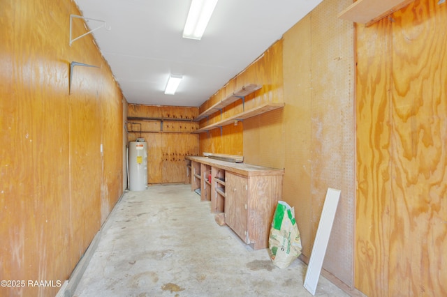 storage area with electric water heater