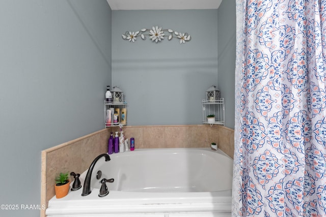 bathroom featuring a garden tub