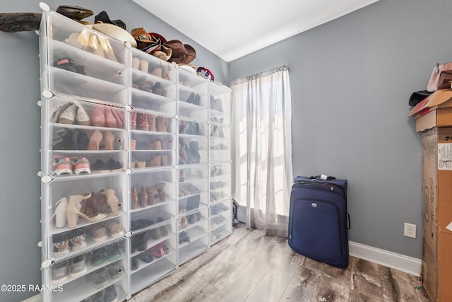 spacious closet with wood finished floors