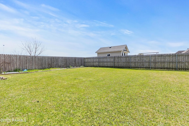 view of yard featuring a fenced backyard