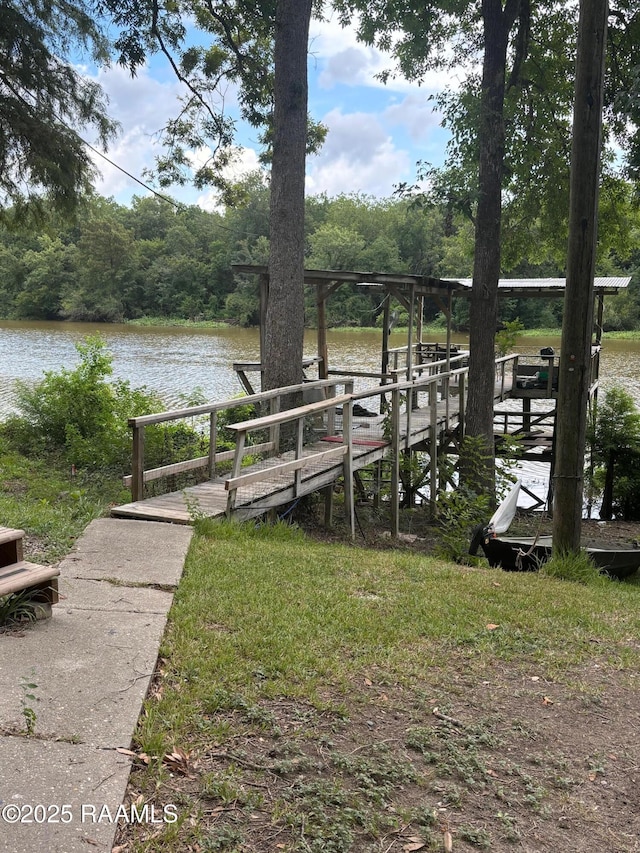 dock area featuring a water view