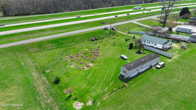 aerial view featuring a rural view