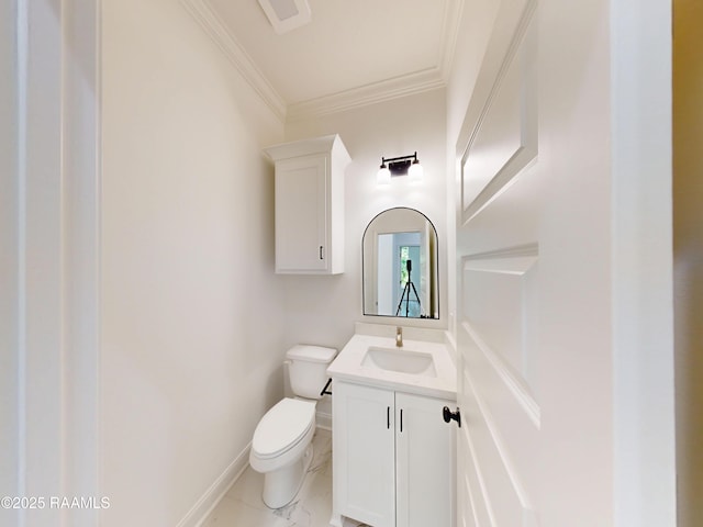 119 Chimney Rock Blvd, Lafayette, LA 70508 - bathroom with vanity, ornamental molding, and marble finish flooring