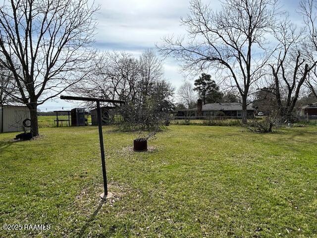 view of yard featuring a storage unit and an outdoor structure