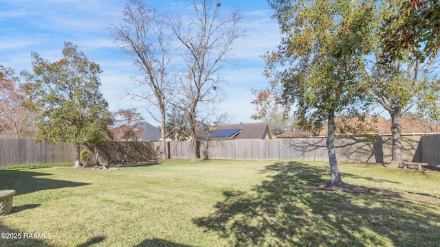 view of yard featuring a fenced backyard