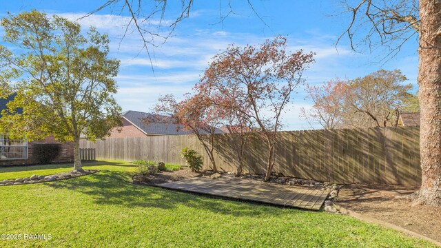 view of yard featuring a fenced backyard