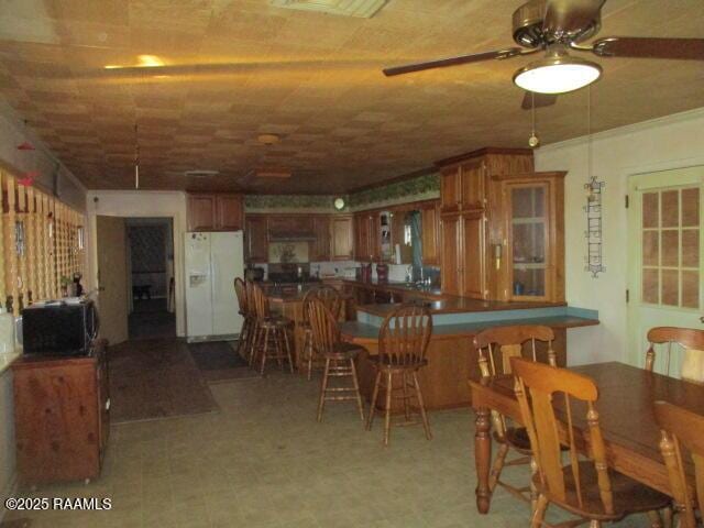 dining room with ceiling fan