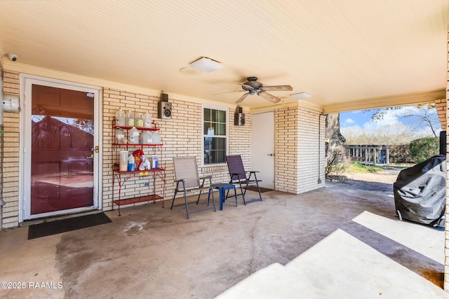 view of patio / terrace featuring a ceiling fan