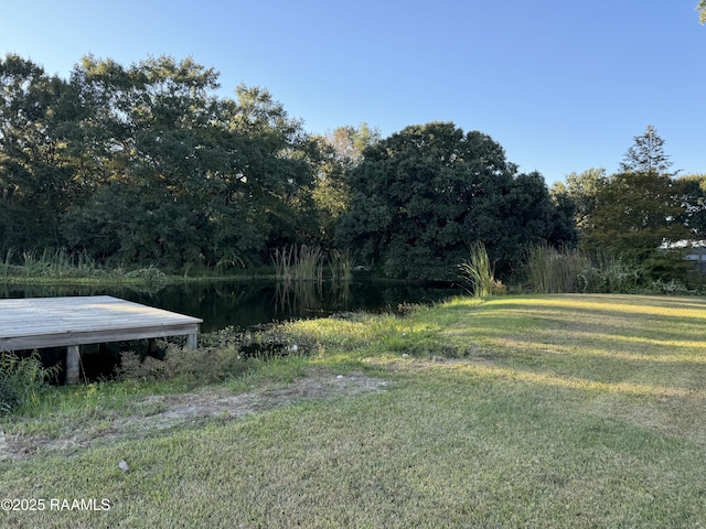 view of yard featuring a water view