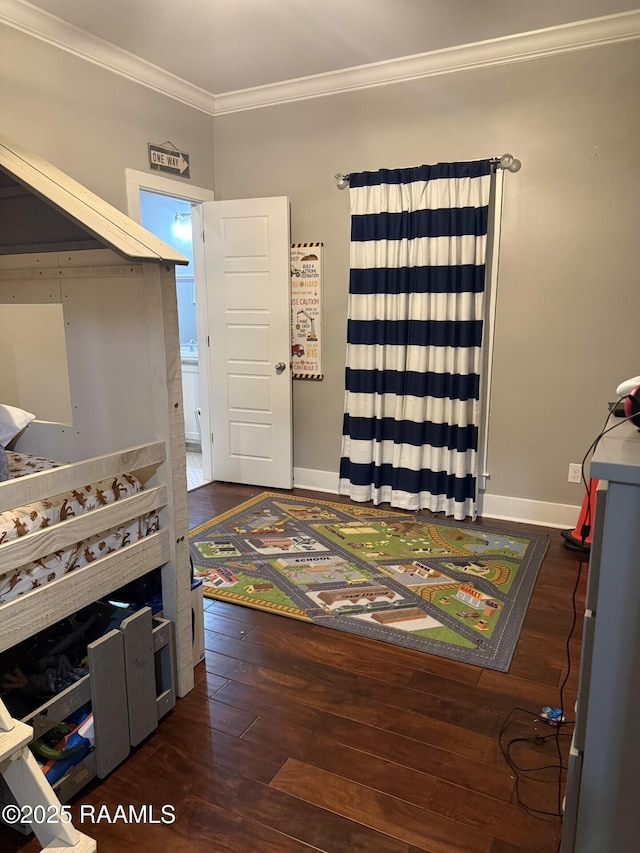 3713 Vidrine Rd, Ville Platte, LA 70586 - bedroom with crown molding, hardwood / wood-style flooring, and baseboards
