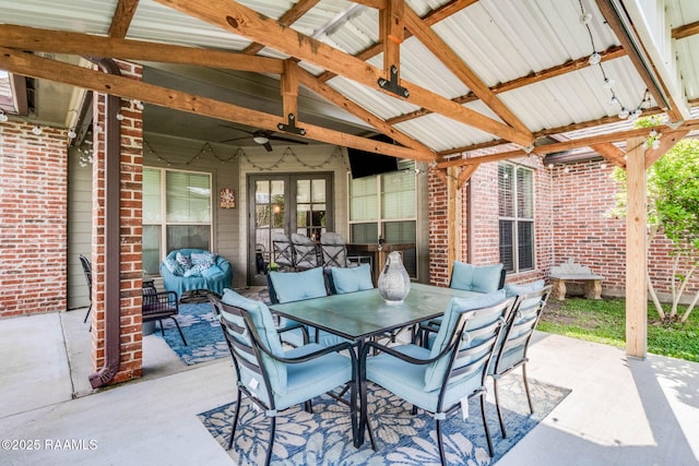 205 Lo Saab Cv, Lafayette, LA 70506 - view of patio with outdoor dining space, french doors, and a ceiling fan
