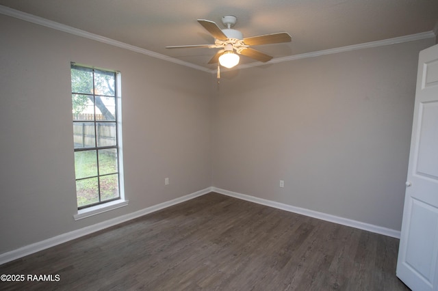104 Raphael Dr, Lafayette, LA 70508 - unfurnished room featuring dark wood-type flooring, ornamental molding, and ceiling fan