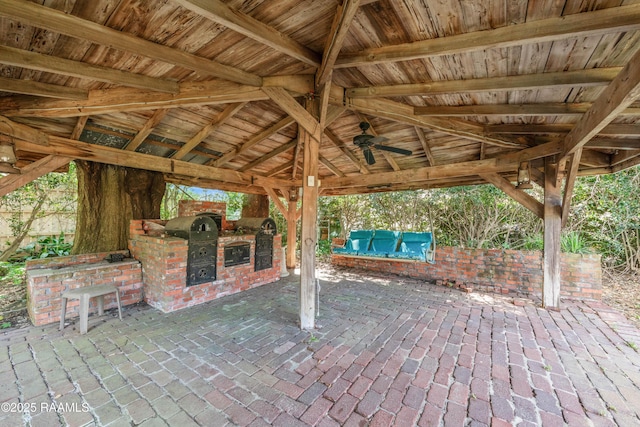 300 W Saint Louis St, Lafayette, LA 70506 - view of patio / terrace featuring a gazebo, area for grilling, and an outdoor brick fireplace