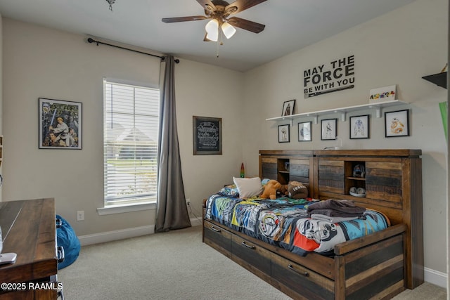 114 Marigold Ln, Maurice, LA 70555 - carpeted bedroom featuring baseboards and ceiling fan