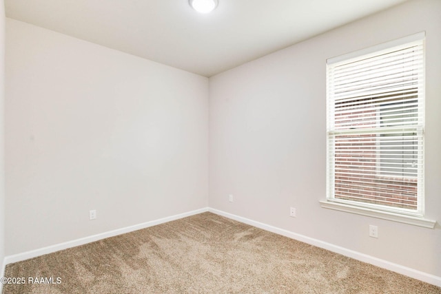 spare room featuring carpet, baseboards, and plenty of natural light