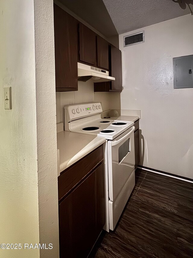 200 High Meadow Blvd Unit A-3A, Lafayette, LA 70507 - kitchen featuring light countertops, under cabinet range hood, electric range, visible vents, and electric panel