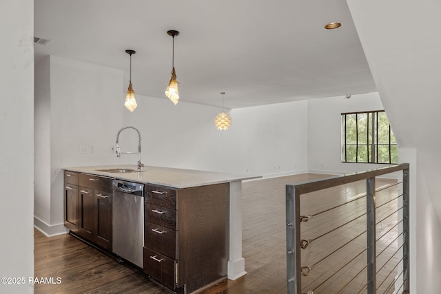 1201 S College Rd Unit 10, Lafayette, LA 70503 - bar with a sink, decorative light fixtures, dark wood-type flooring, stainless steel dishwasher, and visible vents