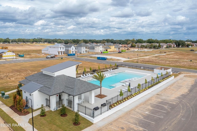 drone / aerial view with a residential view