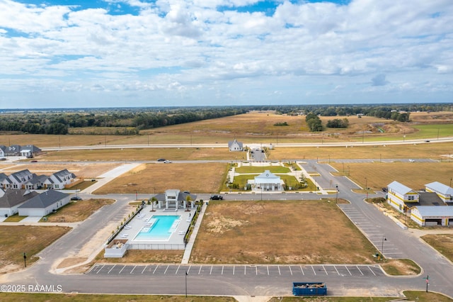 birds eye view of property featuring a rural view