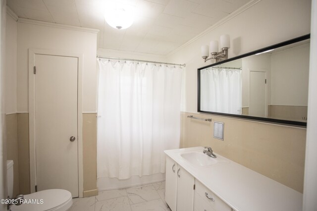 4189 Poydras Hwy, Breaux Bridge, LA 70517 - full bathroom with marble finish floor, crown molding, toilet, and vanity
