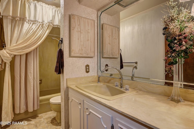 1217 Wellington Ave, Opelousas, LA 70570 - bathroom with toilet, shower / tub combo, and vanity
