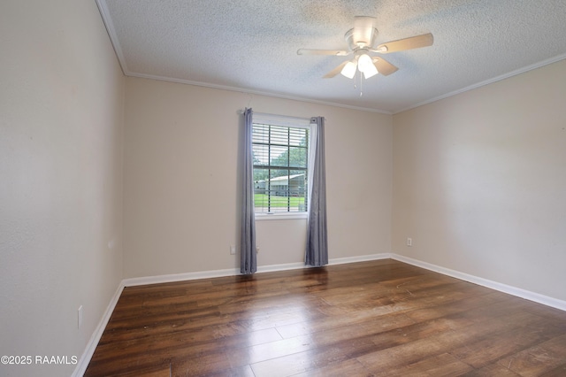 1406 S Patout St, New Iberia, LA 70560 - spare room featuring ceiling fan, ornamental molding, a textured ceiling, and wood finished floors