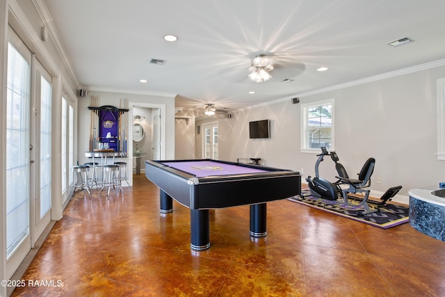 200 Sandager Ave, Jeanerette, LA 70544 - playroom featuring ornamental molding, visible vents, and recessed lighting