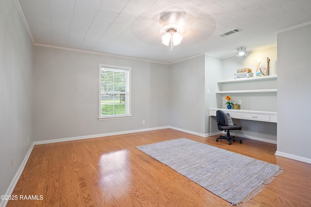 200 Sandager Ave, Jeanerette, LA 70544 - office featuring crown molding, wood finished floors, and a ceiling fan