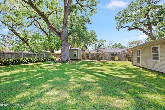 200 Sandager Ave, Jeanerette, LA 70544 - view of yard featuring a storage shed, a fenced backyard, and an outdoor structure