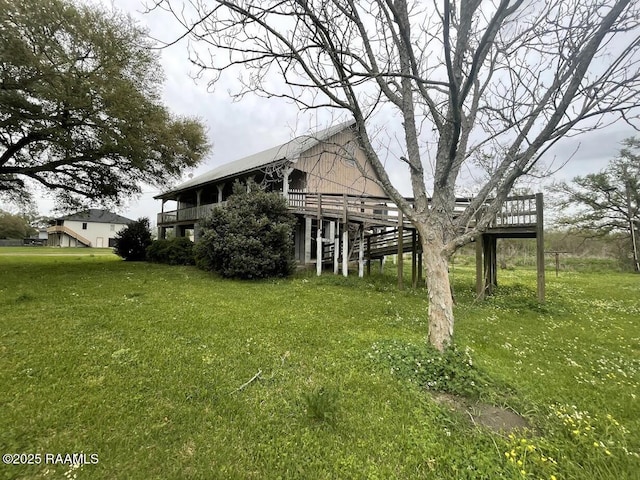 view of yard with a deck