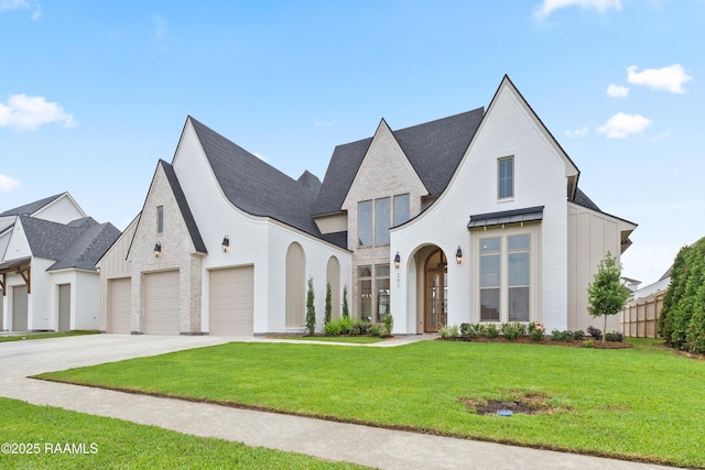 207 Sunset Palm Ct, Youngsville, LA 70592 - view of front of property featuring concrete driveway, a front lawn, brick siding, and roof with shingles