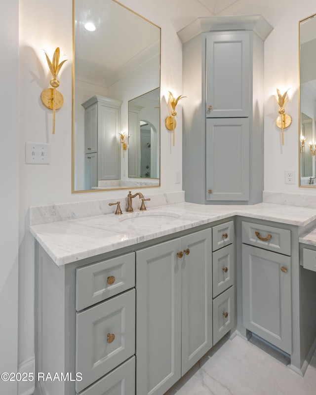 207 Sunset Palm Ct, Youngsville, LA 70592 - bathroom featuring vanity and marble finish flooring