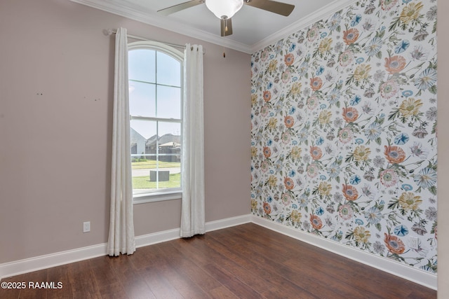208 Woodstone Dr, Lafayette, LA 70508 - spare room featuring a wealth of natural light, dark wood-style flooring, baseboards, and ornamental molding