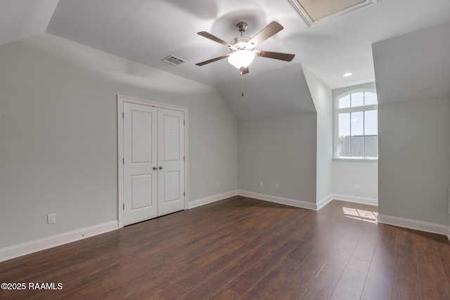208 Woodstone Dr, Lafayette, LA 70508 - additional living space with a ceiling fan, baseboards, lofted ceiling, and visible vents