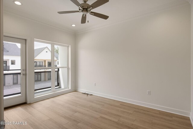 1510 Kaliste Saloom Unit 203, Lafayette, LA 70508 - spare room featuring recessed lighting, light wood finished floors, baseboards, and crown molding