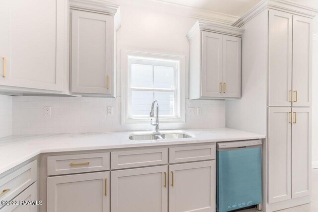 122 Rena Dr Unit A, Lafayette, LA 70503 - kitchen featuring decorative backsplash, a sink, and dishwashing machine