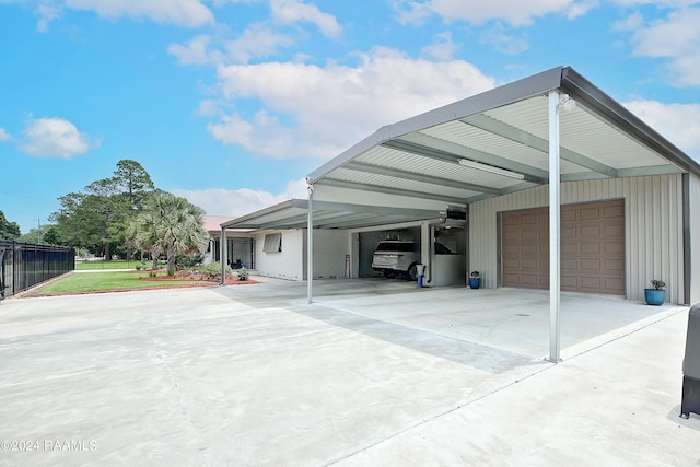 garage featuring fence