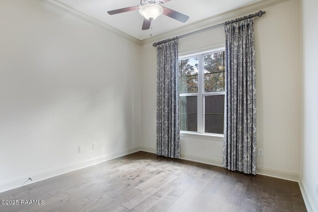 106 Rue De Chambery, Broussard, LA 70518 - unfurnished room featuring ceiling fan, baseboards, crown molding, and wood finished floors