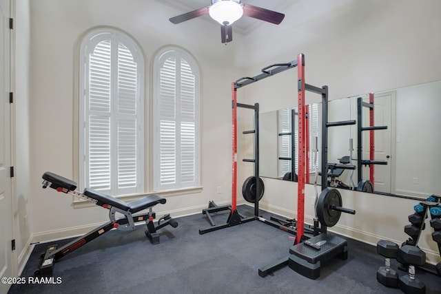 106 Rue De Chambery, Broussard, LA 70518 - workout room with baseboards and ceiling fan