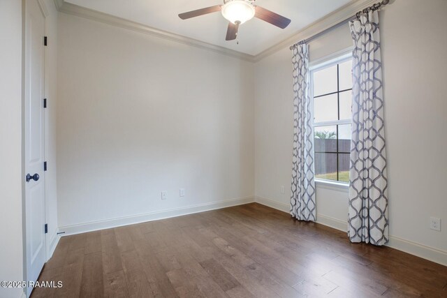 106 Rue De Chambery, Broussard, LA 70518 - unfurnished room with baseboards, ornamental molding, a ceiling fan, and wood finished floors