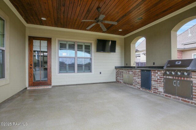 106 Rue De Chambery, Broussard, LA 70518 - view of patio with area for grilling, an outdoor kitchen, ceiling fan, and a sink