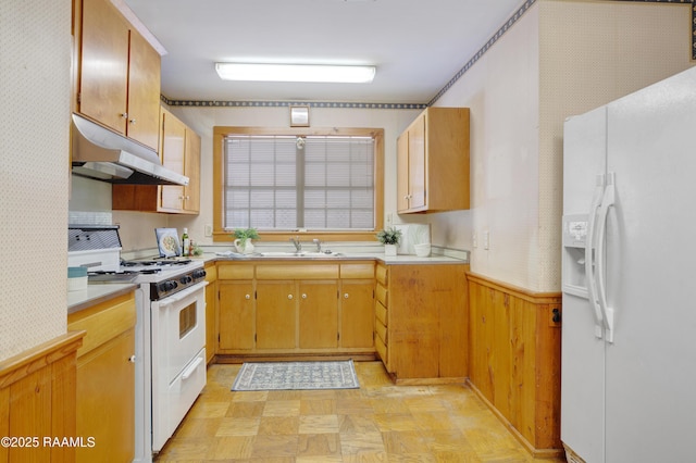 1119 Mary Lee St, Franklin, LA 70538 - kitchen with white appliances, under cabinet range hood, light countertops, and a sink