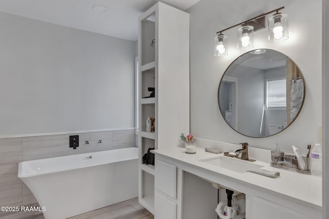 bathroom featuring a sink and a soaking tub