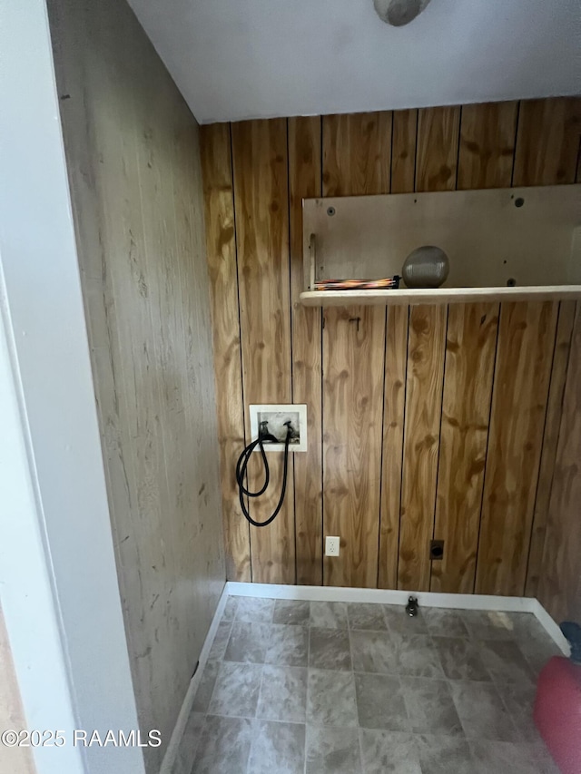 1009/1011 Providence St, New Iberia, LA 70560 - clothes washing area with laundry area, wood walls, baseboards, and hookup for a washing machine