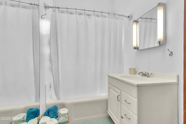 1703 W University Ave, Lafayette, LA 70506 - full bath with vanity, tile patterned floors, and shower / bath combination with curtain