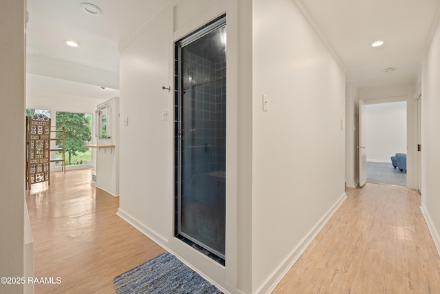 1 Eureka Plantation Rd, Lafayette, LA 70508 - hallway with light wood finished floors, baseboards, and recessed lighting