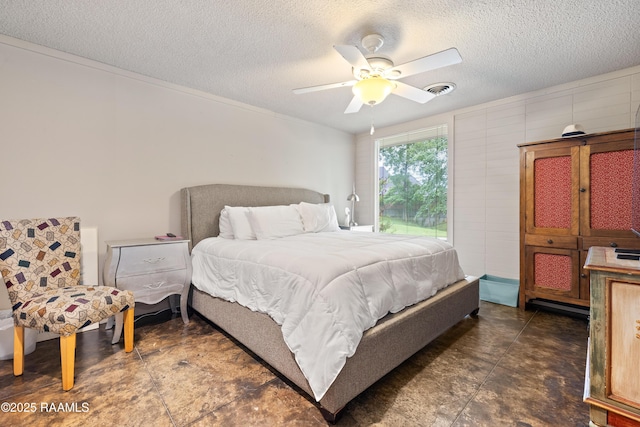 1 Eureka Plantation Rd, Lafayette, LA 70508 - bedroom with a textured ceiling and ceiling fan