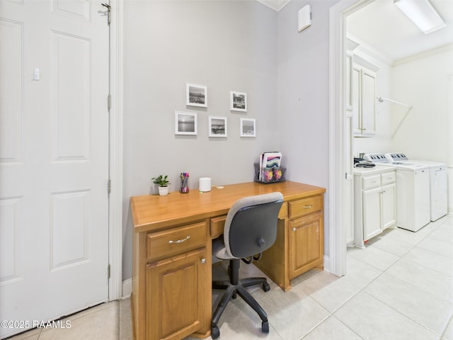 111 Croft Row, Lafayette, LA 70503 - office featuring crown molding, light tile patterned floors, and washer and dryer